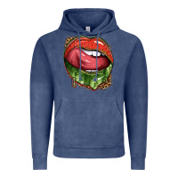 Vintage Denim watermelon lips with leopard Vintage Hoodie - texasbilliewilder