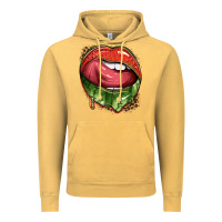 Vintage Mustard watermelon lips with leopard Vintage Hoodie - texasbilliewilder
