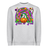 Heather Grey Trick or Treat Halloween Rainbow Heavyweight Sweatshirt - texasbilliewilder