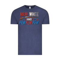Vintage Denim Red white and pew pew pew Vintage Tee - CowGirlArtShop