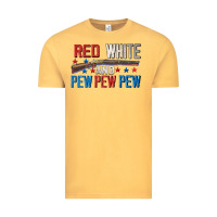 Vintage Mustard Red white and pew pew pew Vintage Tee - CowGirlArtShop
