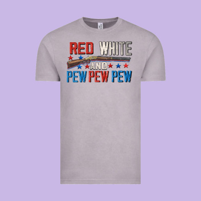 Red White And Pew Pew Pew Vintage Tee Designed By Cowgirlartshop