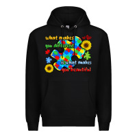 Black what makes you different is what makes  you beauti Premium Hoodie - LillyAllenDesigns