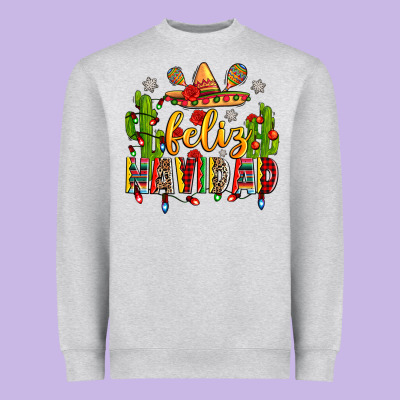 Feliz Navidad Heavyweight Sweatshirt Designed By Zillion Design Studio
