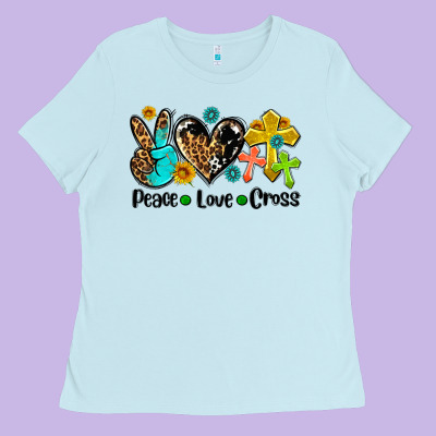 Peace Love Cross Ladies Tee Designed By Adodesignshop