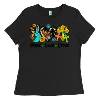 Black peace love cross Ladies Tee - AdoDesignShop