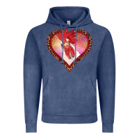 Vintage Denim valentine's day rooster with leopard heart Vintage Hoodie - RanaPortraitStore