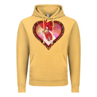 Vintage Mustard valentine's day rooster with leopard heart Vintage Hoodie - RanaPortraitStore