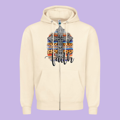 Western Faith Zipper Hoodie Designed By Adodesignshop