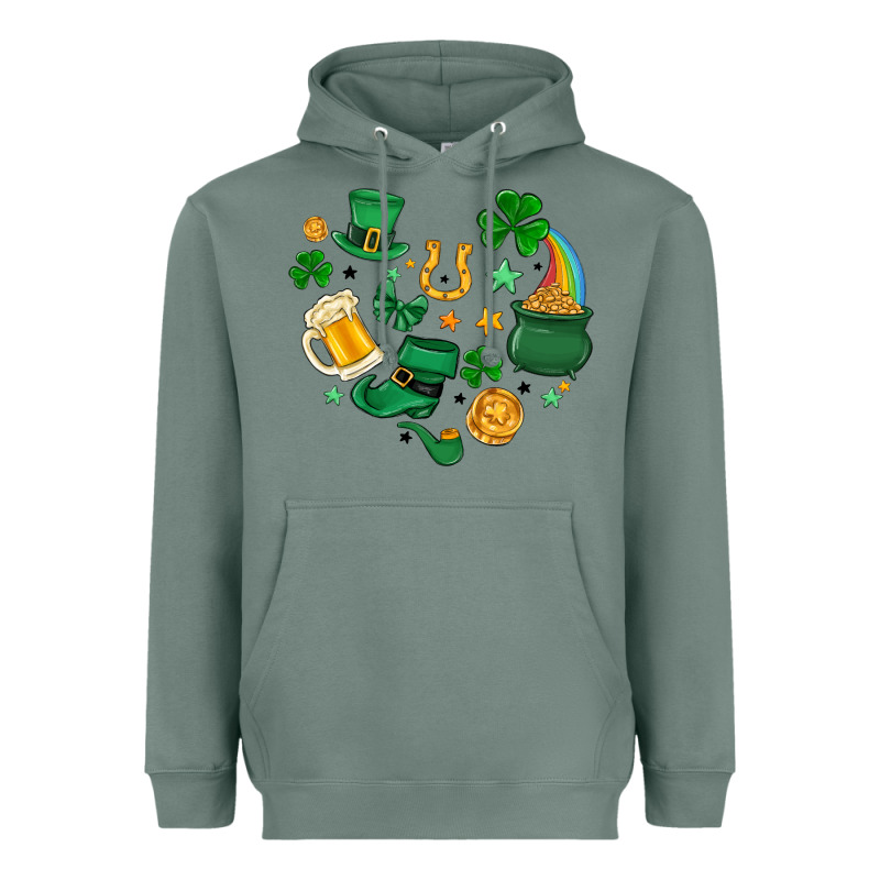 St. Patrick Heart Doodle Heavyweight Hoodie by MaliasSmallBusiness | Teevron