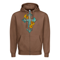 Chestnut turquoise sunflower cross Zipper Hoodie - AdoDesignShop