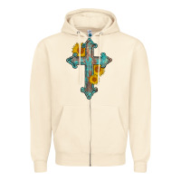 Sandshell turquoise sunflower cross Zipper Hoodie - AdoDesignShop