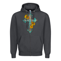Smoke turquoise sunflower cross Zipper Hoodie - AdoDesignShop
