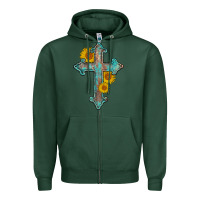 Sports Green turquoise sunflower cross Zipper Hoodie - AdoDesignShop