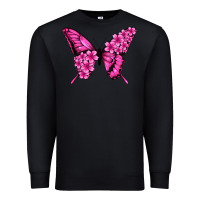 Black Floral pink butterfly Premium Sweatshirt - NancyCooperArtShop