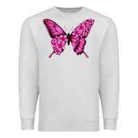 Dove Grey Floral pink butterfly Premium Sweatshirt - NancyCooperArtShop
