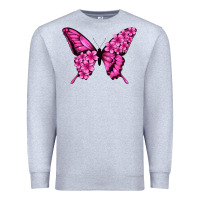 Heather Grey Floral pink butterfly Premium Sweatshirt - NancyCooperArtShop