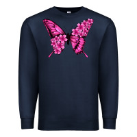 Navy Floral pink butterfly Premium Sweatshirt - NancyCooperArtShop