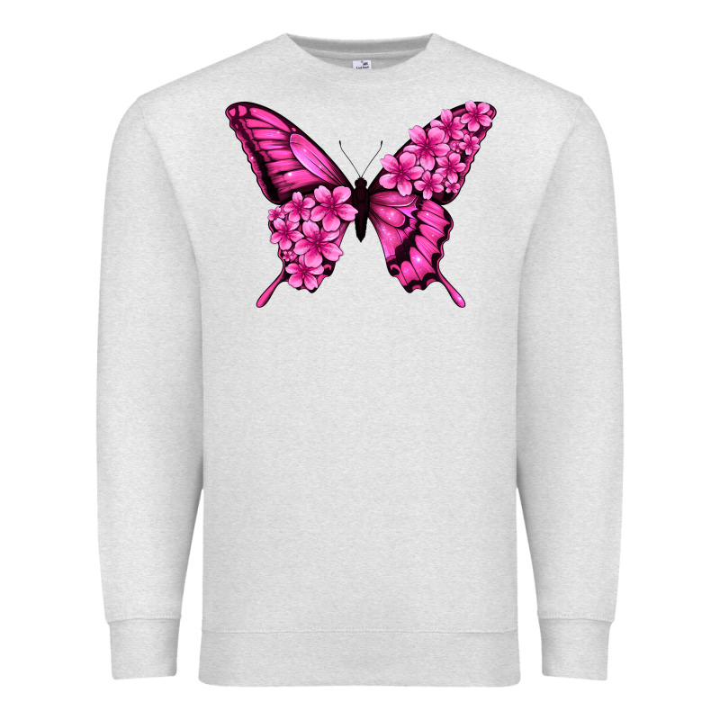 Floral Pink Butterfly Premium Sweatshirt by NancyCooperArtShop | Teevron