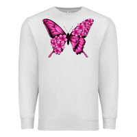 Oatmeal Heather Floral pink butterfly Premium Sweatshirt - NancyCooperArtShop