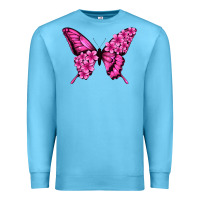 Ocean Blue Floral pink butterfly Premium Sweatshirt - NancyCooperArtShop