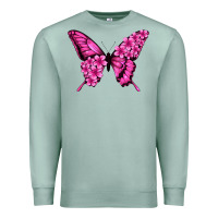 Seafoam Floral pink butterfly Premium Sweatshirt - NancyCooperArtShop