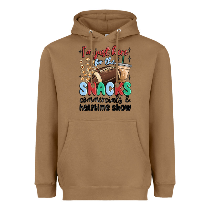 Im Just Here For The Snacks Commercials And  Halftime Show Heavyweight Hoodie by MaliasSmallBusiness | Teevron