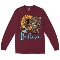 Burgundy believe leopard cross sunflower butterfly Long Sleeve Tee - JahusDesignShop