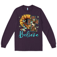 Plum believe leopard cross sunflower butterfly Long Sleeve Tee - JahusDesignShop