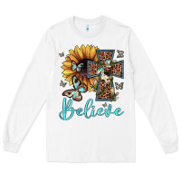 White believe leopard cross sunflower butterfly Long Sleeve Tee - JahusDesignShop