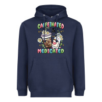 Navy caffeinated and medicated Heavyweight Hoodie - MaliasSmallBusiness