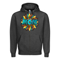 Charcoal Heather sunflower mom leopard Zipper Hoodie - Artiststas