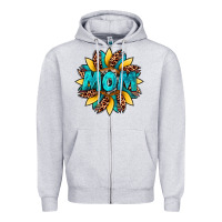 Heather Grey sunflower mom leopard Zipper Hoodie - Artiststas