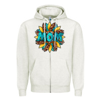 Oatmeal Heather sunflower mom leopard Zipper Hoodie - Artiststas