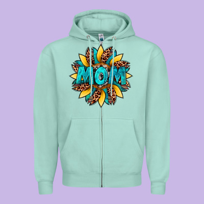 Sunflower Mom Leopard Zipper Hoodie Designed By Artiststas