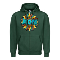 Sports Green sunflower mom leopard Zipper Hoodie - Artiststas