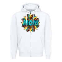 White sunflower mom leopard Zipper Hoodie - Artiststas