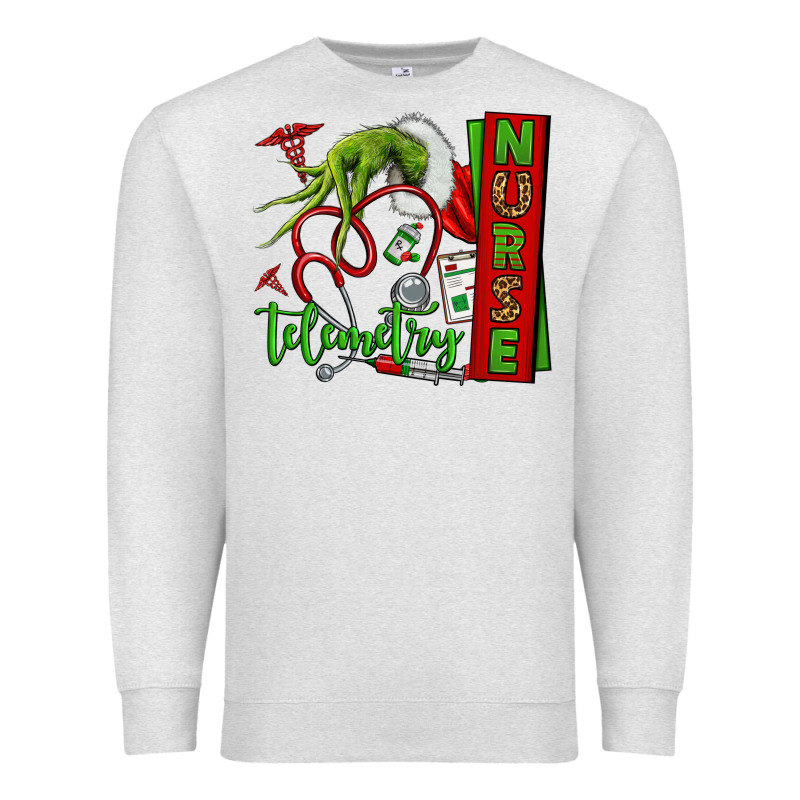 Grinch Hand Telemetry Nurse Premium Sweatshirt by NancyCooperArtShop | Teevron