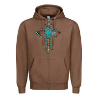 Chestnut turquoise cross Zipper Hoodie - AdoDesignShop