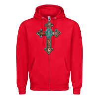 Red turquoise cross Zipper Hoodie - AdoDesignShop