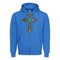 True Royal turquoise cross Zipper Hoodie - AdoDesignShop