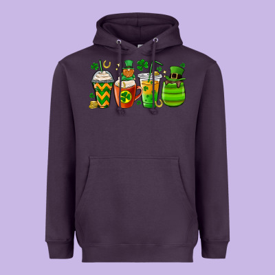 St. Patricks Day Coffee Cups Heavyweight Hoodie Designed By Maliassmallbusiness