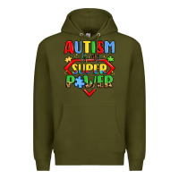 Army Green autism is my superpower Premium Hoodie - LillyAllenDesigns