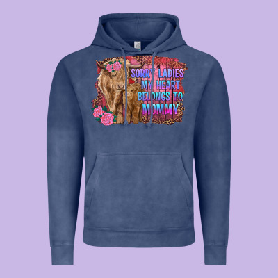 Sorry Ladies My Heart Belongs To Mommy Highland Cow And Calf Vintage Hoodie Designed By Ranaportraitstore