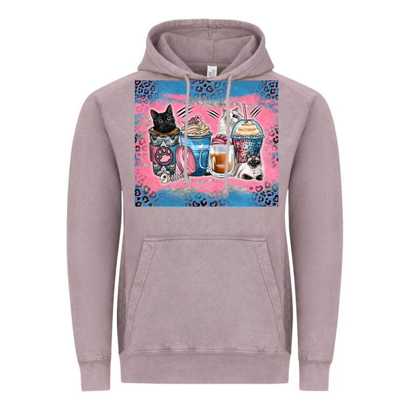 Cat Coffee Cups Vintage Hoodie by Zillion Design Studio | Teevron