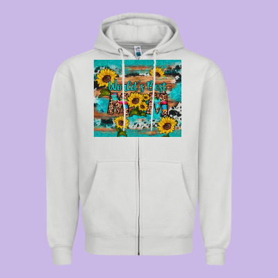 World's Best Mom Sunflower Leopard Cowhide Zipper Hoodie Designed By Artiststas