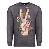 Charcoal Heather hand peace sign Premium Sweatshirt - MaliasSmallBusiness