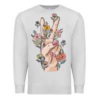 Dove Grey hand peace sign Premium Sweatshirt - MaliasSmallBusiness