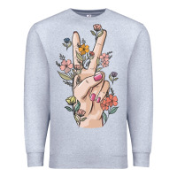 Heather Grey hand peace sign Premium Sweatshirt - MaliasSmallBusiness