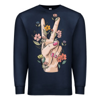 Navy hand peace sign Premium Sweatshirt - MaliasSmallBusiness
